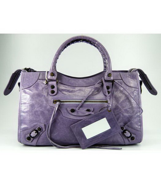 Balenciaga City Bag in cuoio viola